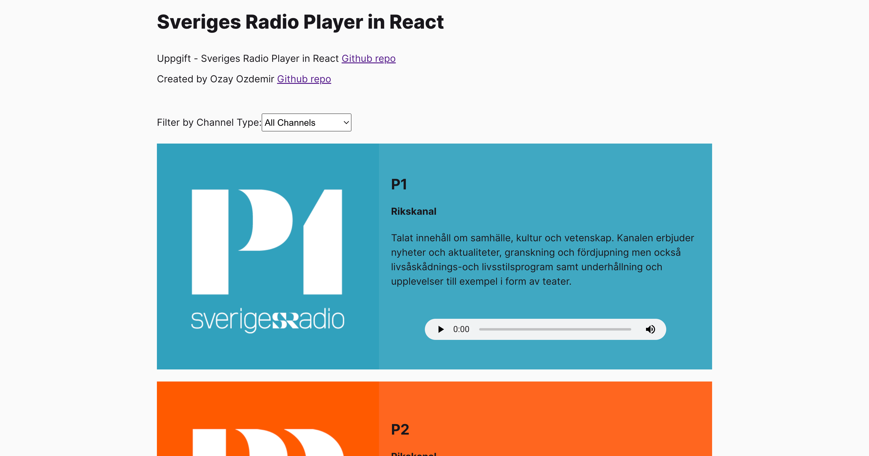 Sveriges Radio Player in React